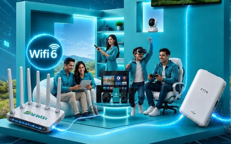 Familia disfrutando Internet y TV AirWon